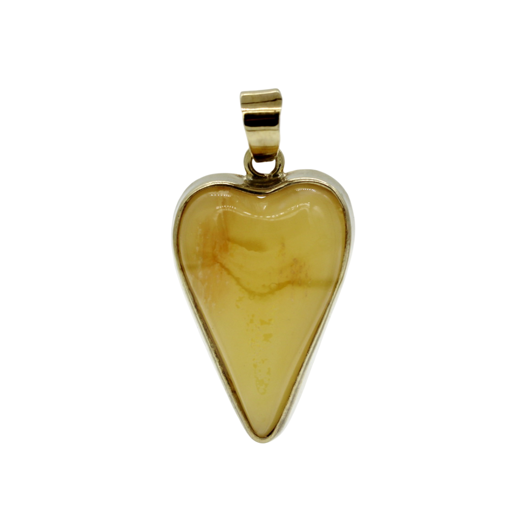Eleganter Bernstein Anhänger „Herz“ mit 925er Silber
