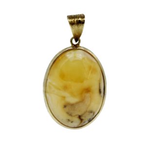 Eleganter Bernstein Anhänger mit 925er Silber, vergoldet