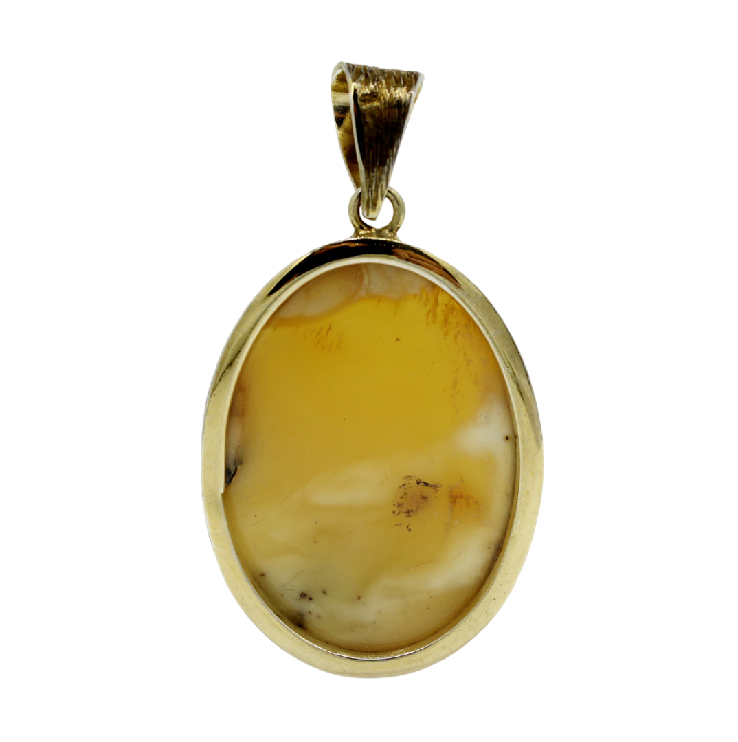 Eleganter Bernstein Anhänger mit 925er Silber, vergoldet – Bild 2