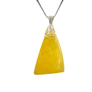 Eleganter Bernstein Anhänger mit Applikationen in 925 Silber